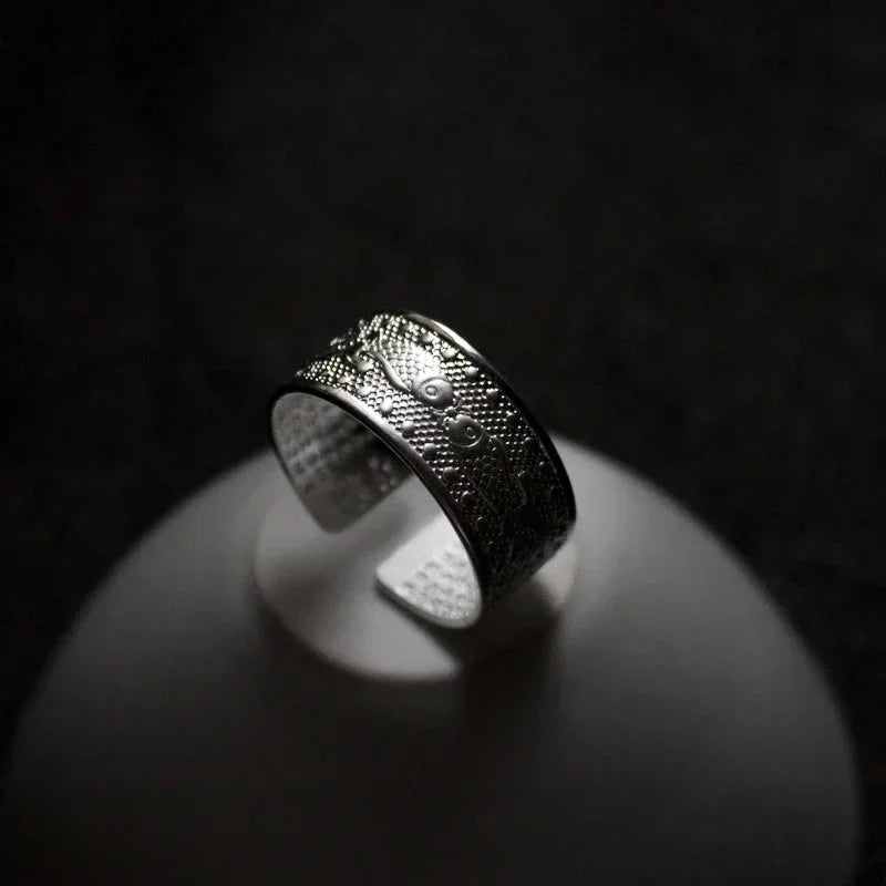 Silver Color Buddhist Ring for Women Tibetan Prayer Copper OM Mantra 7 Chakras Good Luck Women Ring