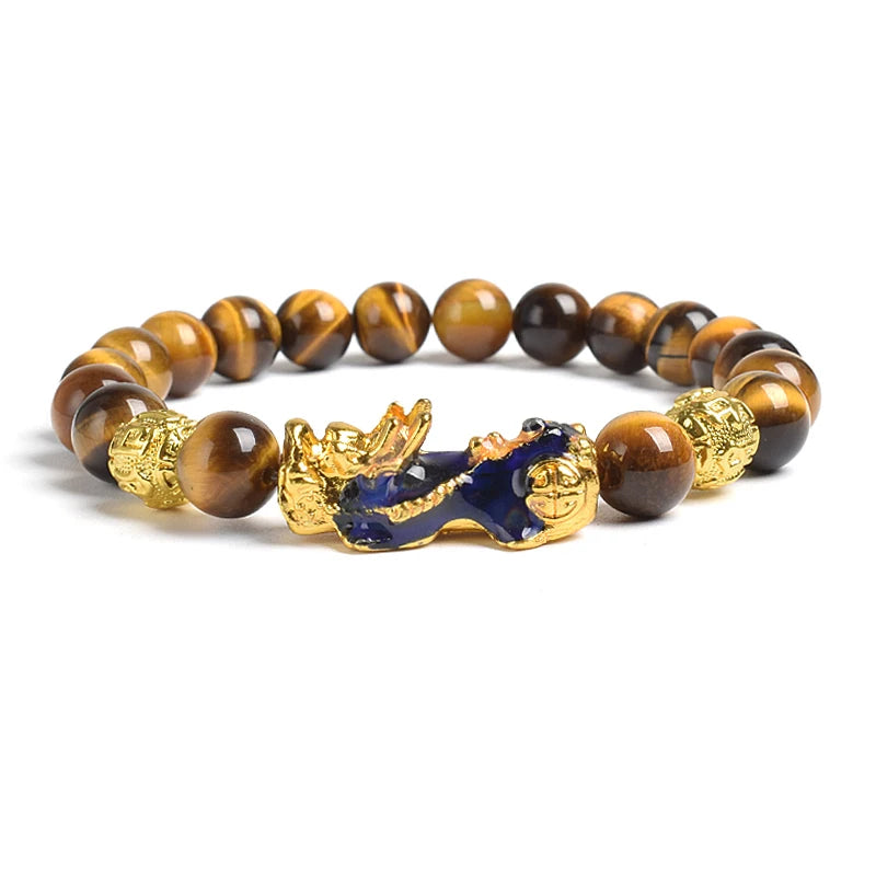 Tinkers Pi Xiu Tiger Eye Beads Bracelet Feng Shui Pixiu Good Luck -