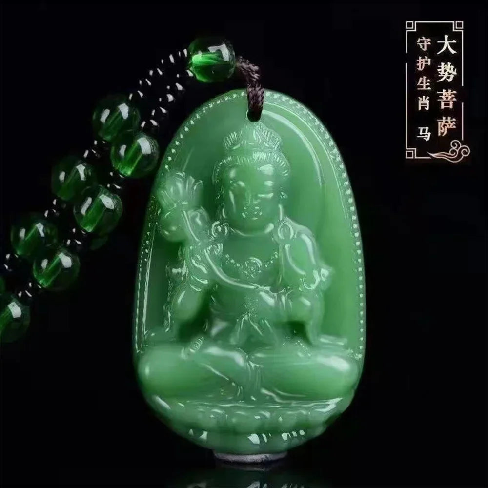 Jade Guanyin Anhänger Halskette Schutz Heilung Handarbeit