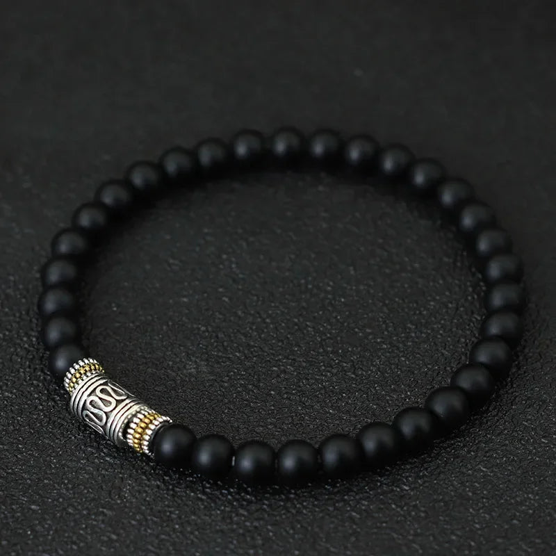 Men’s Stone Bead Mantra Bracelet — Howlite, Lava & Tiger Eye