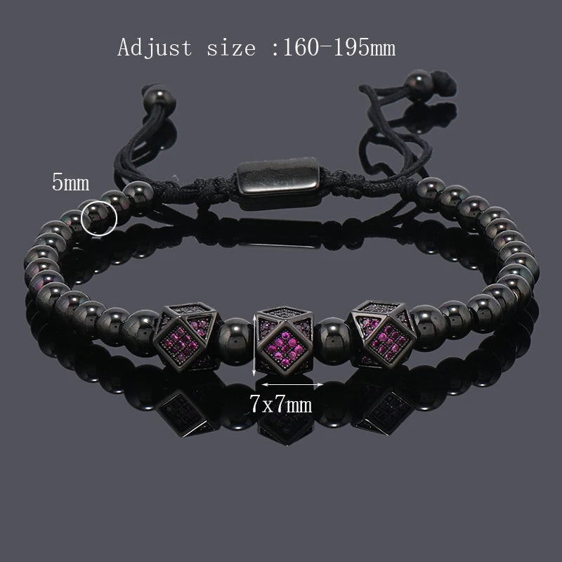 18K Gold-Plated Stainless Steel Beaded Bracelet – Unisex Couple Jewelry