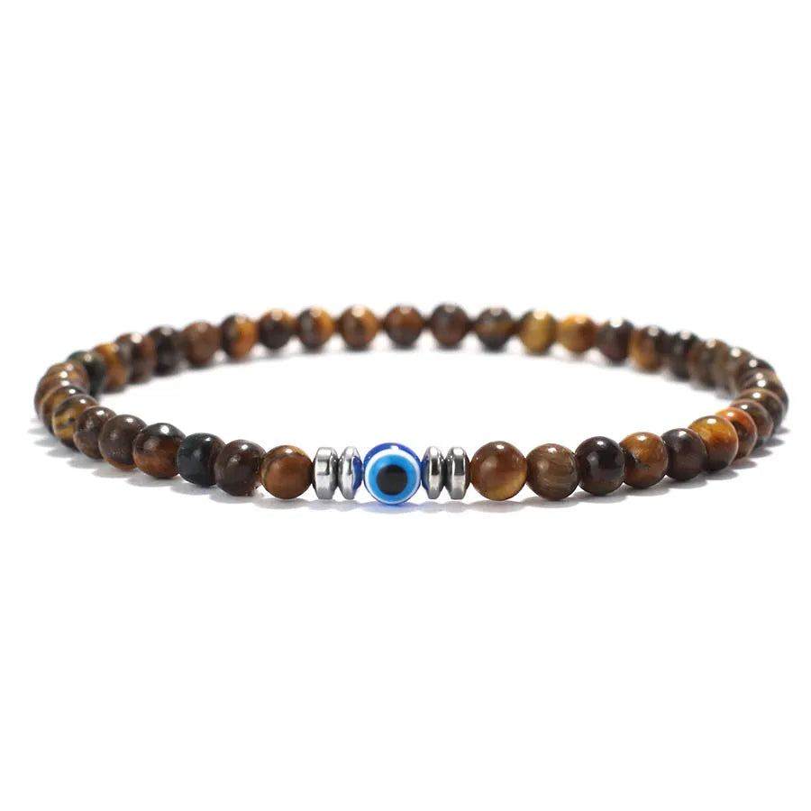 Tinkers Evil Eye Beaded Bracelet For Men With Tiger Eye Beads - Apparel & Accessories > Jewelry > Bracelets