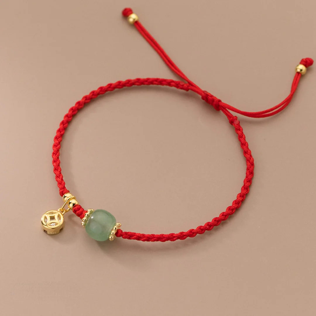 Jade Wohlstand Balance Armband Handarbeit Verstellbar Boho