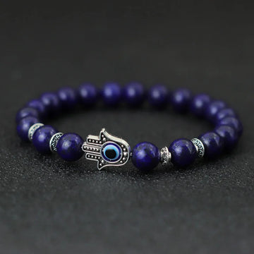 Tinkers Turkey Evil Eye Beaded Bracelet 8mm Lava Stone Lapis Lazuli - Apparel & Accessories > Jewelry > Bracelets