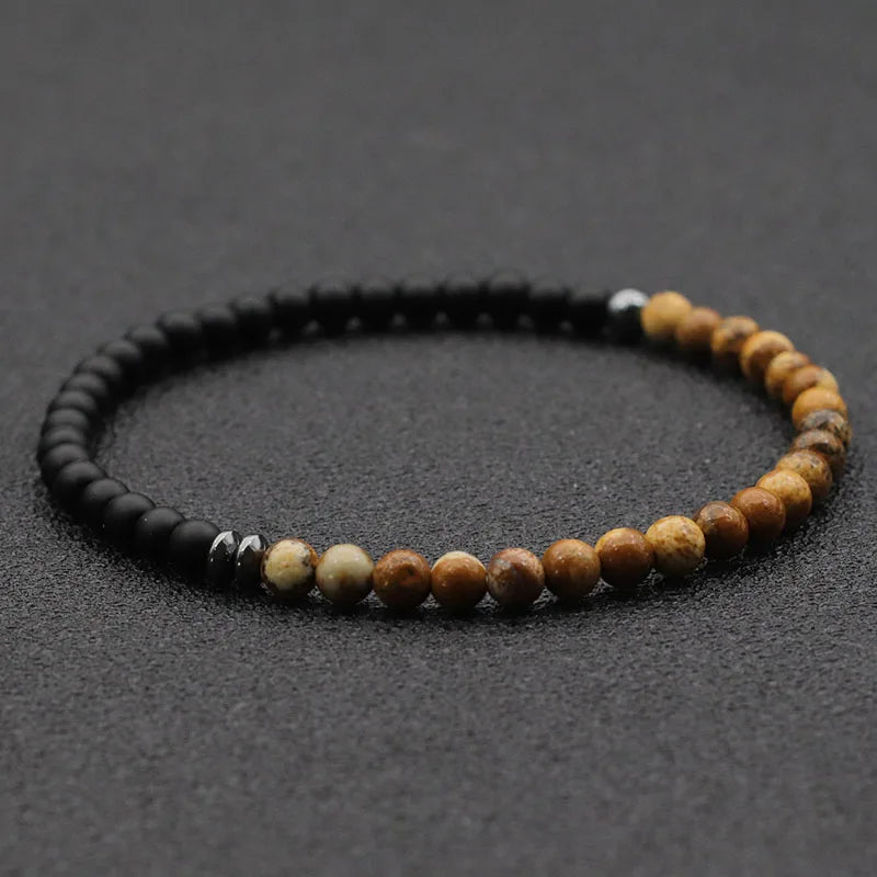 Tinkers Unisex 4mm Beads Bracelet Meditation Yoga Map Volcanic Stone - Apparel & Accessories > Jewelry > Bracelets