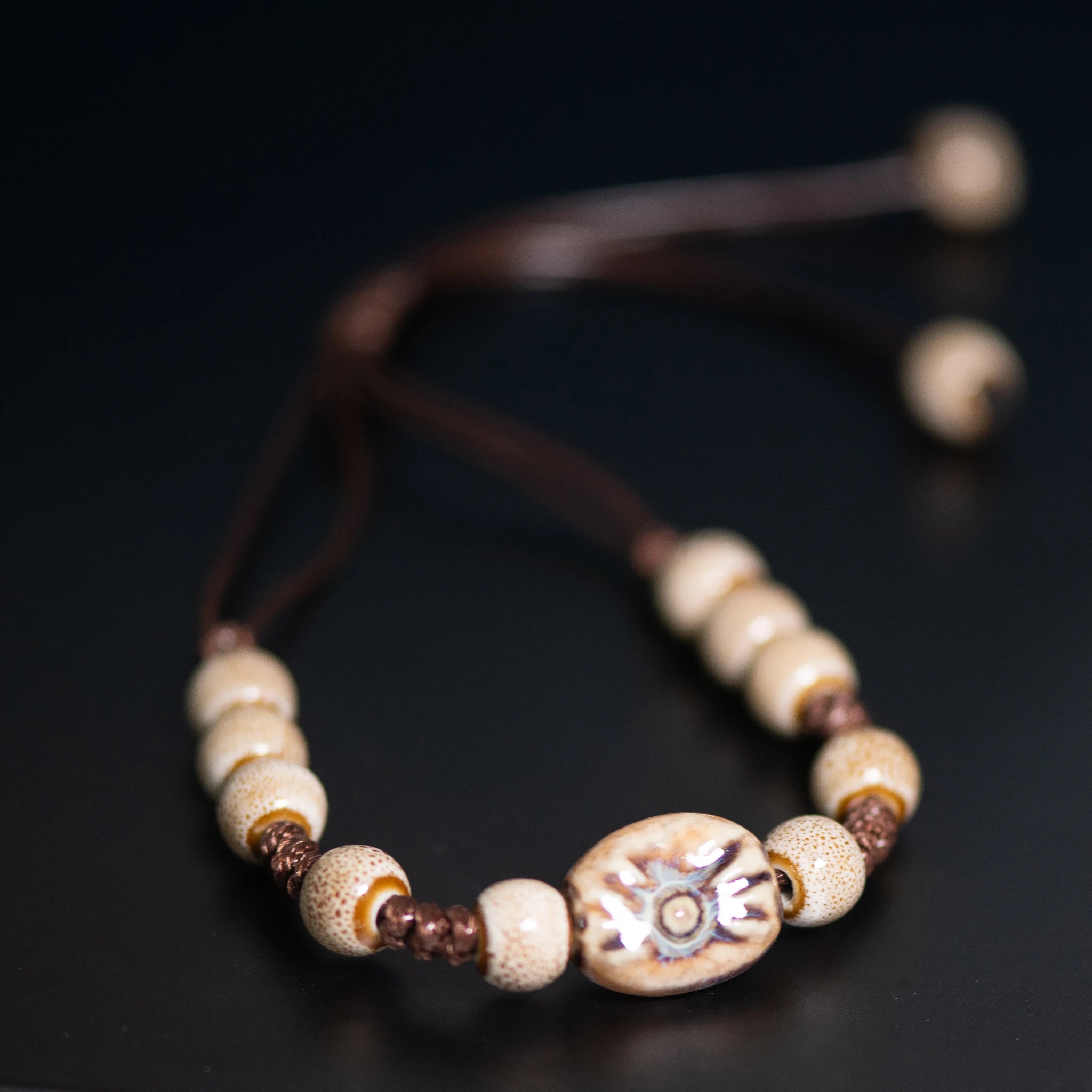 Tinkers Adjustable Vintage Style Ceramic Sun Charm Elite Bracelet -