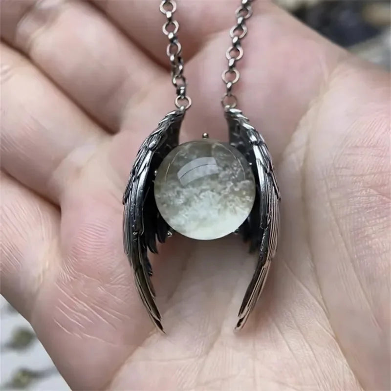 Ghost Wing Crystal Retro Necklace Personalized Pendant