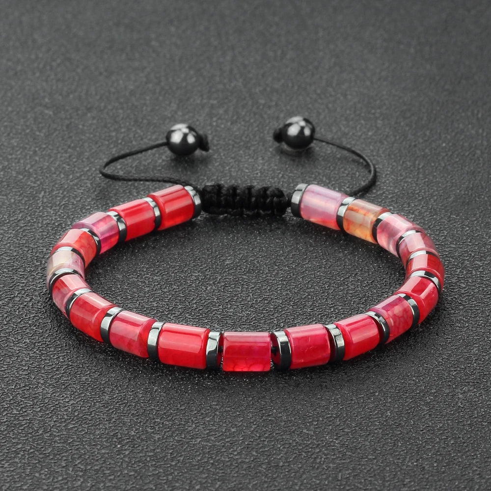 Tinkers Blue Cylinder Braided Bracelet Natural Stone Exclusive -