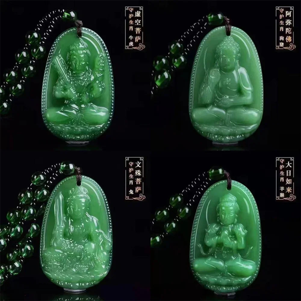 Jade Guanyin Anhänger Halskette Schutz Heilung Handarbeit
