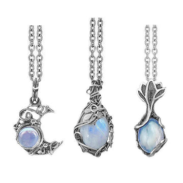 Moonstone Antique Pendant Necklace Cabochon Vintage Boho