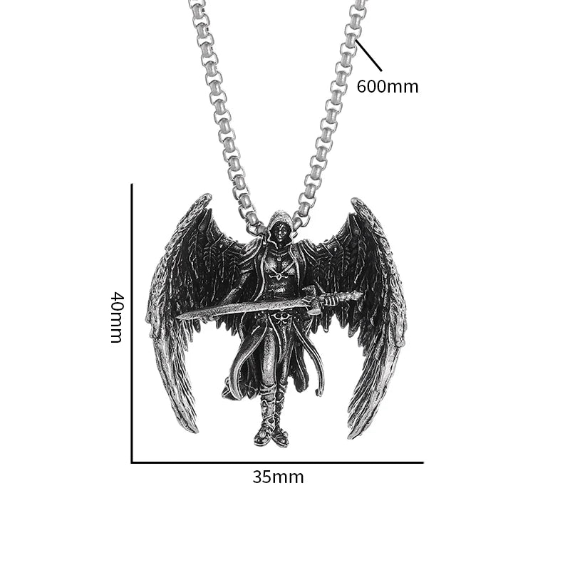 Black Onyx Archangel Protection Pendant For Men By Tinkers