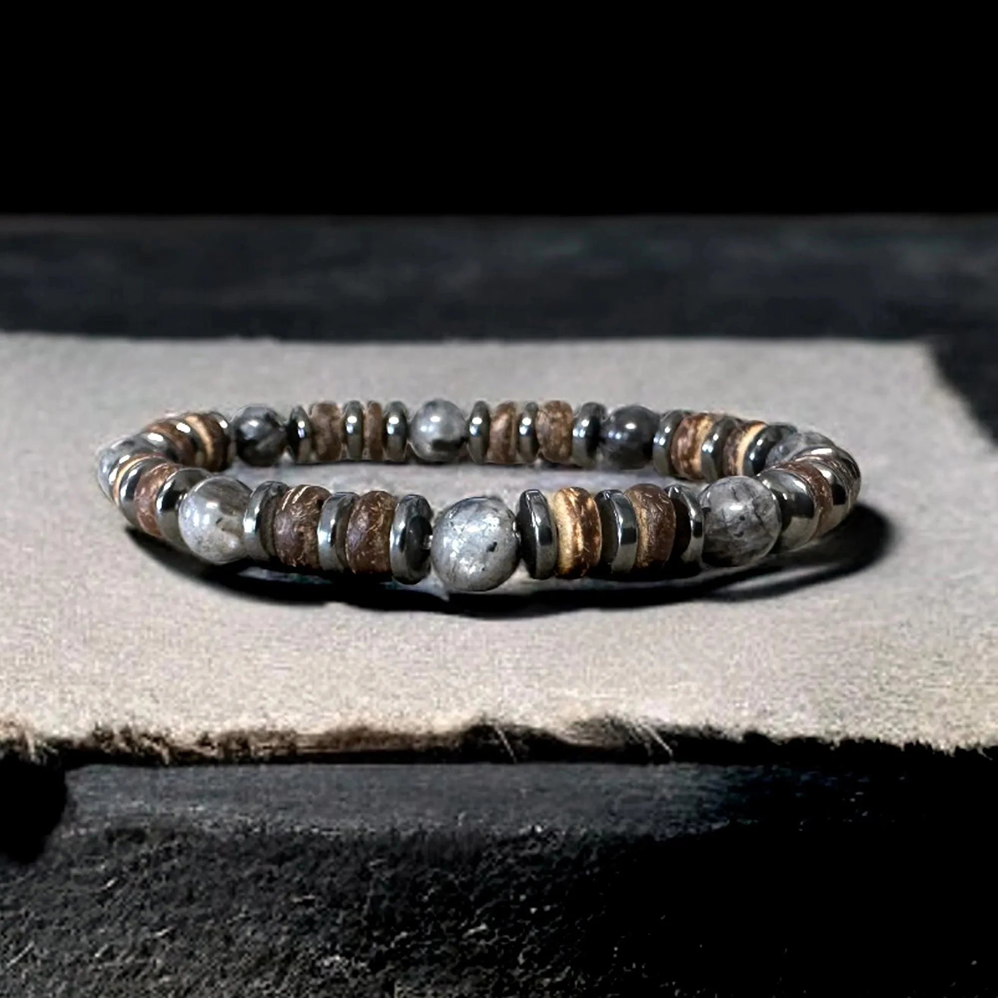 Labradorite 8mm Bead Bracelet for Men — Natural Stone, Boho Style