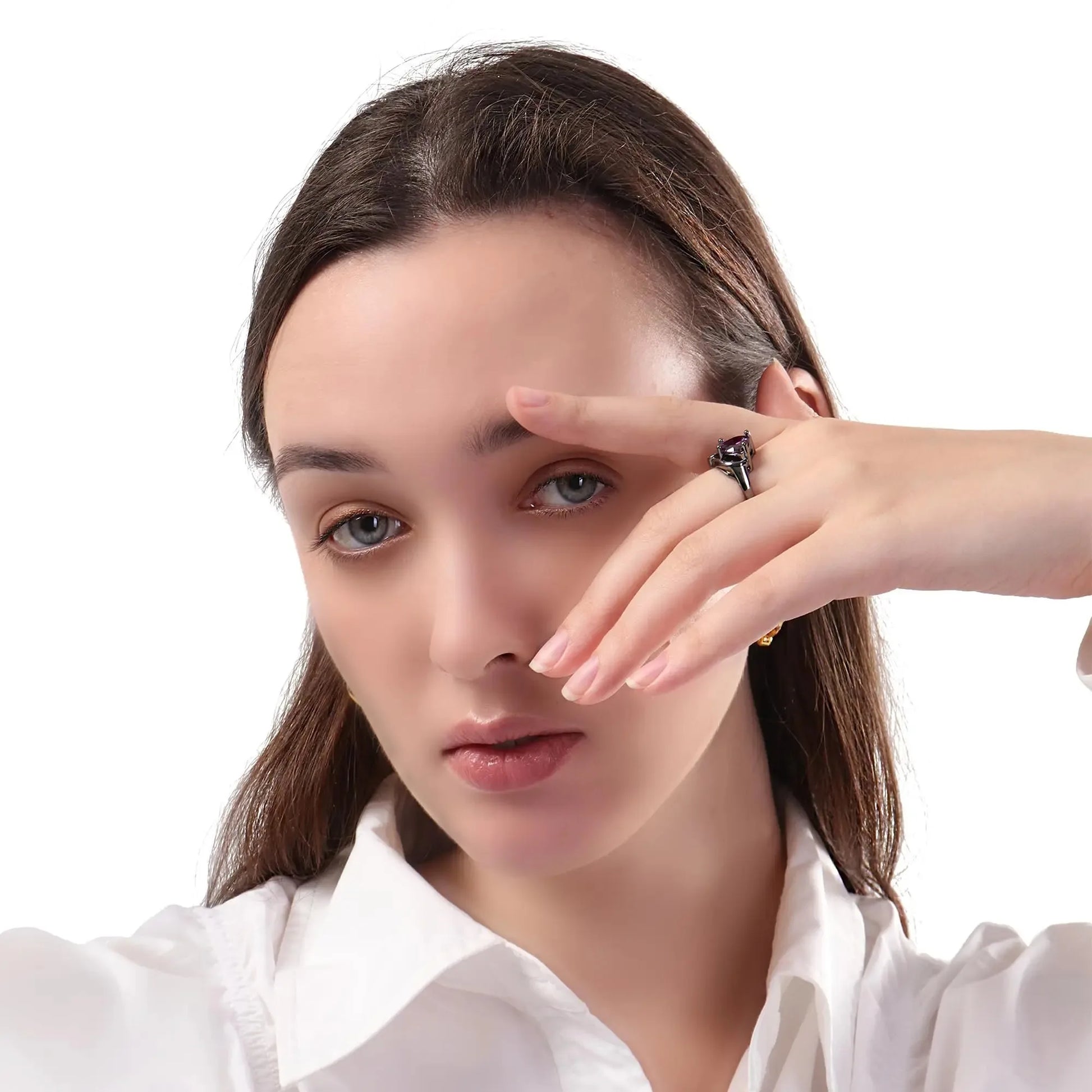 Tinkers Stainless Steel Couple Rings Blue Zircon Rhinestones - Apparel & Accessories > Jewelry > Rings