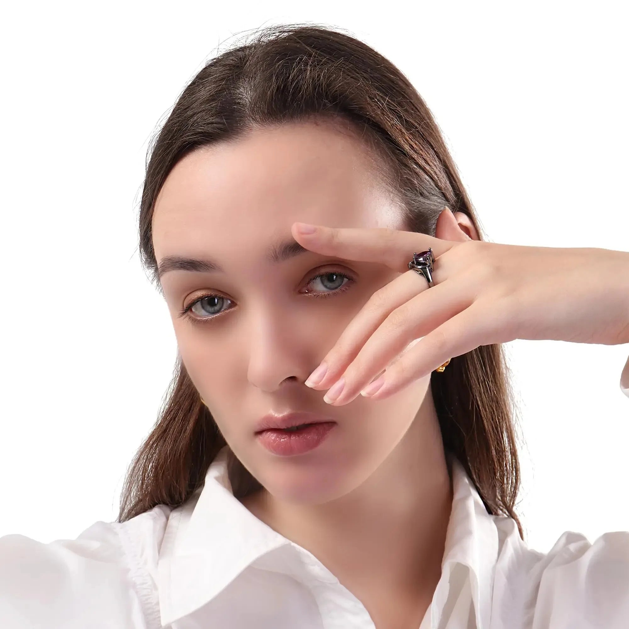 Tinkers Stainless Steel Couple Rings Blue Zircon Rhinestones - Apparel & Accessories > Jewelry > Rings