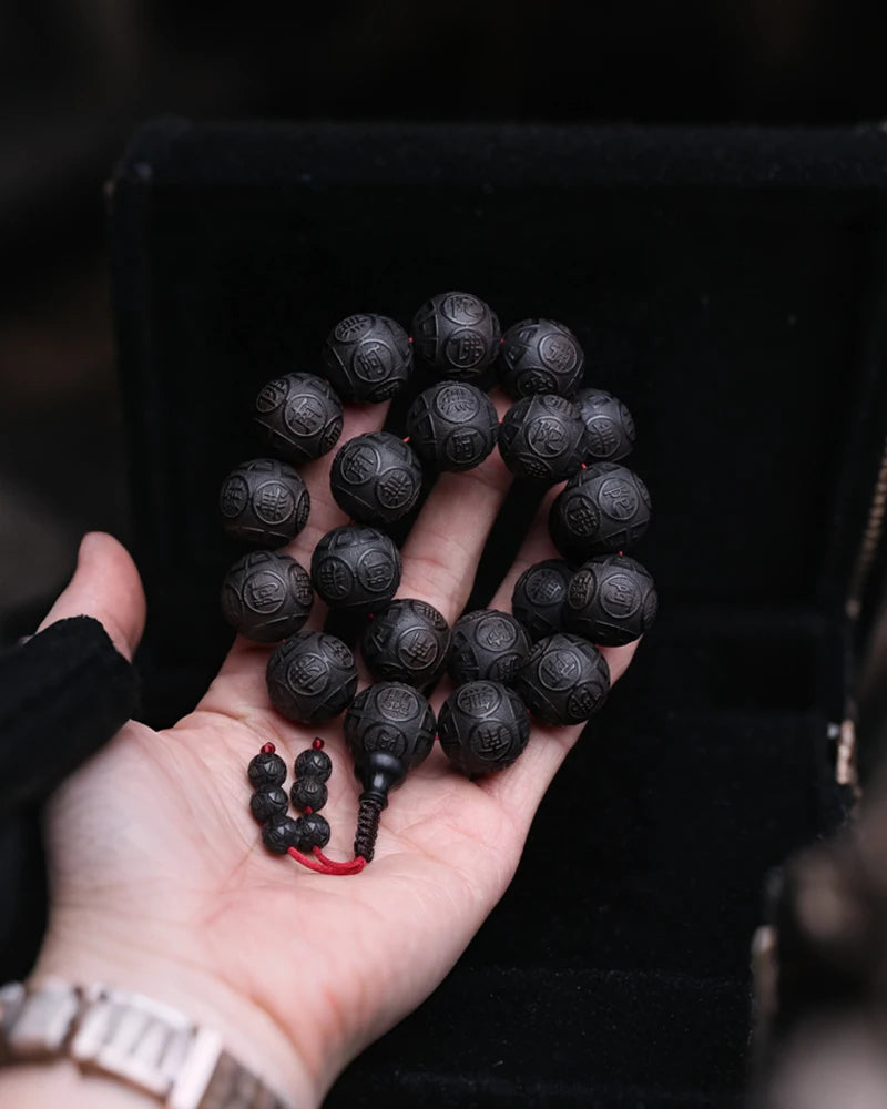 Tinkers Genuine Black Wood Tibetan Prayer Bracelet 12 Beads -