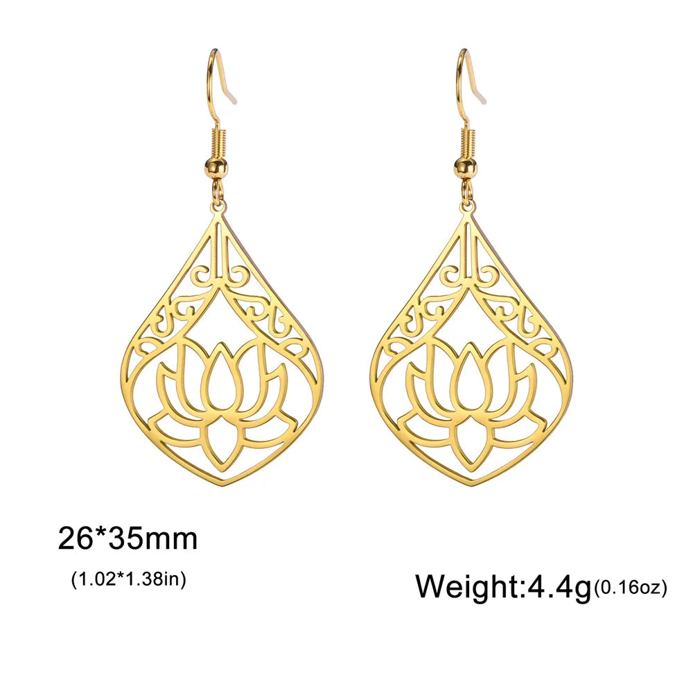 Lotus Drop Earrings By Tinkers - Spiritual Balance Energy