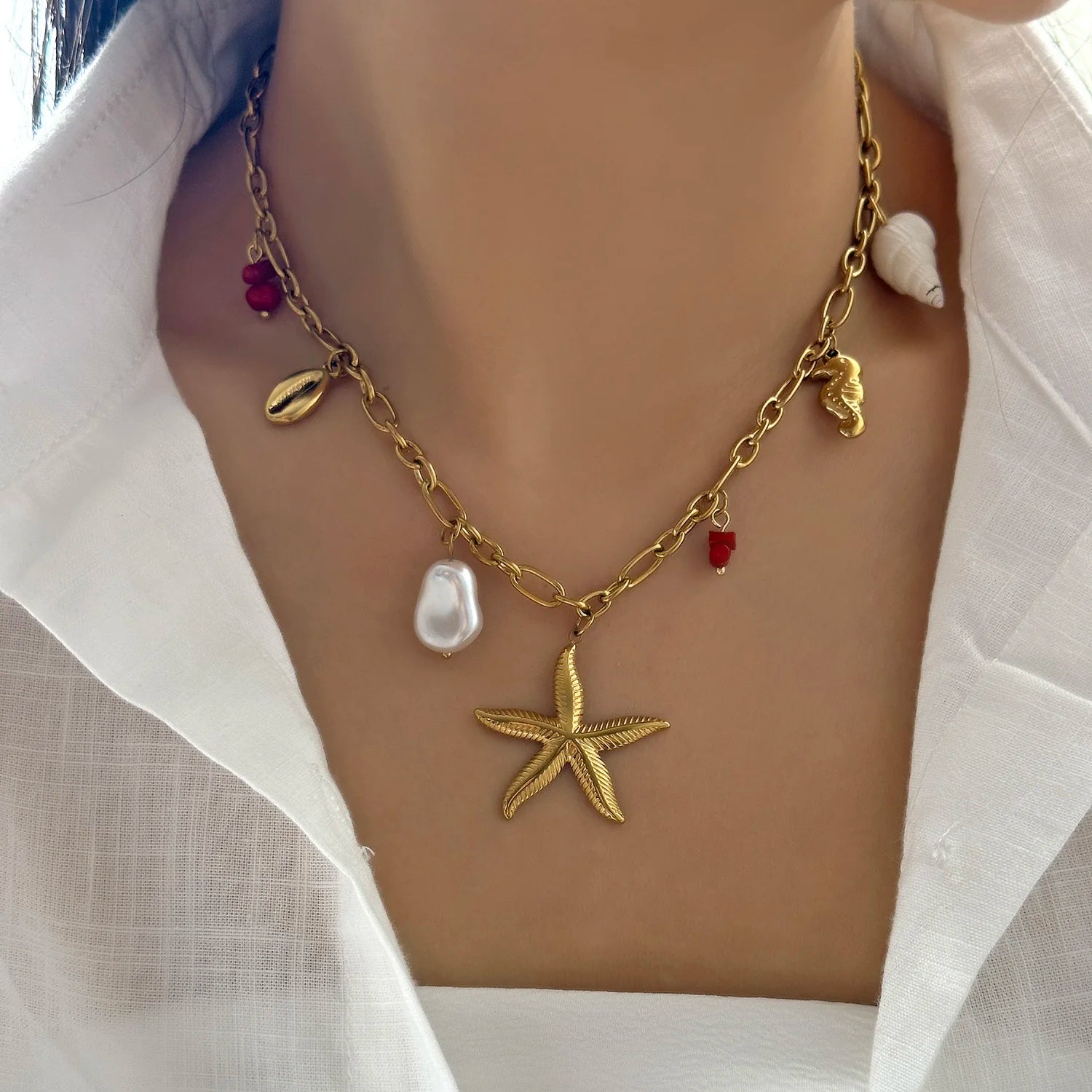 Serene Handcrafted Starfish Pendant Necklace by Tinkers for Women