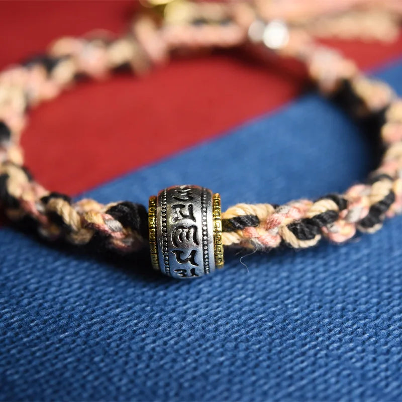 Tinkers Tibetan Hand Woven Cotton Rope Bracelet With Box Clasp -