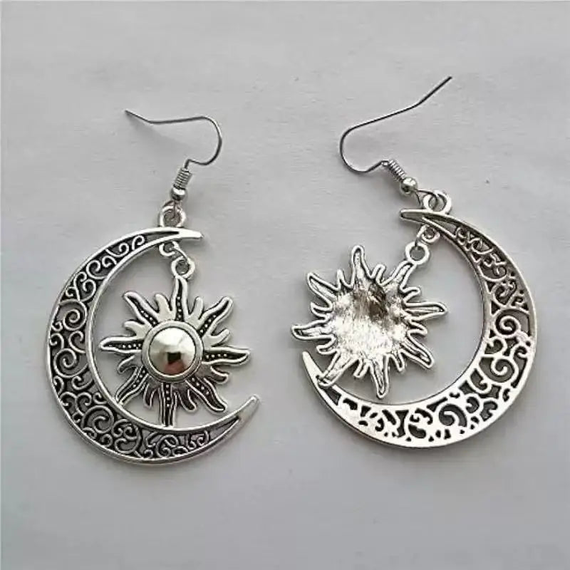 Tinkers Gothic Moon Sun Pentagram Dangle Earrings For Women And Men - Apparel & Accessories > Jewelry > Earrings