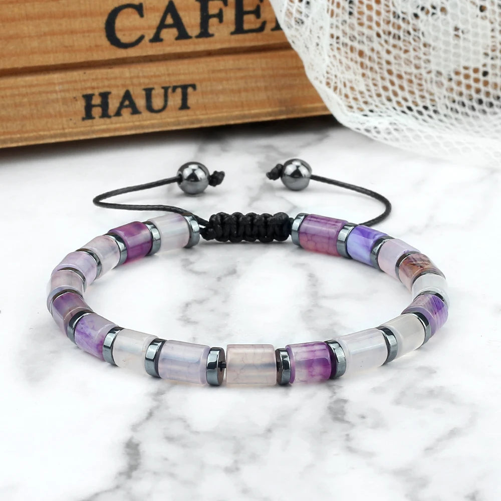 Tinkers Blue Cylinder Braided Bracelet Natural Stone Exclusive -