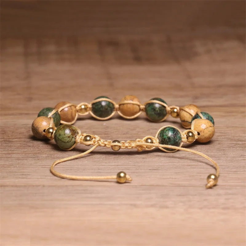 Tinkers Bohemian Picture Jasper Beaded Bracelet Exclusive Turquoise -