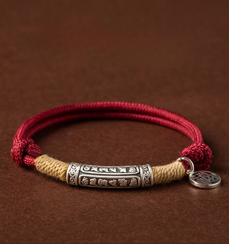 Hand Woven Adjustable Unisex Mantra Bracelet Tibetan Style