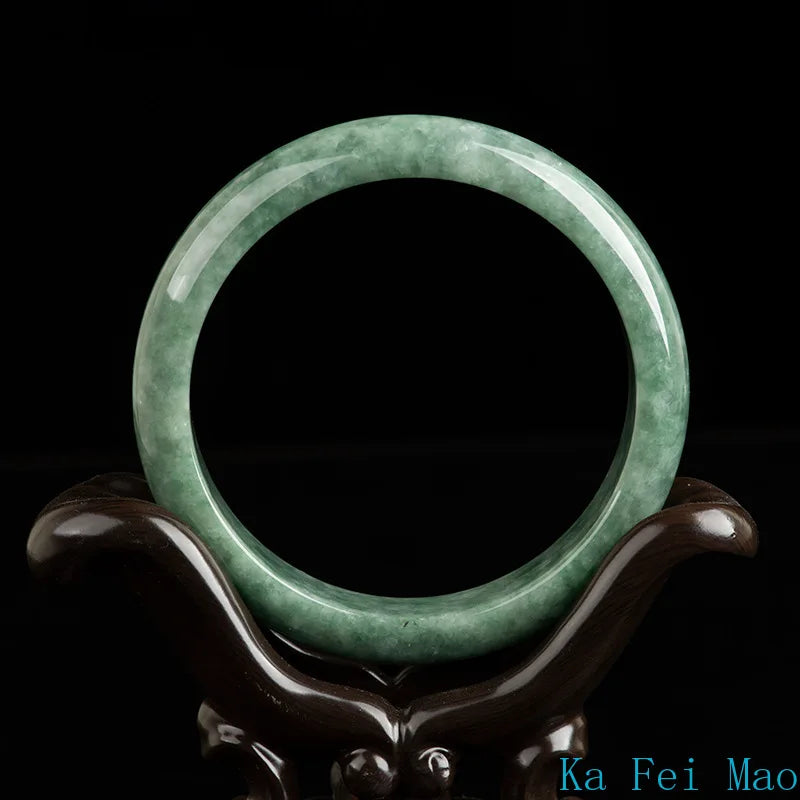 Tinkers Natural Jade Bean Green Bangle A Grade Ice Jadeite 54-62mm - Apparel & Accessories > Jewelry > Bracelets