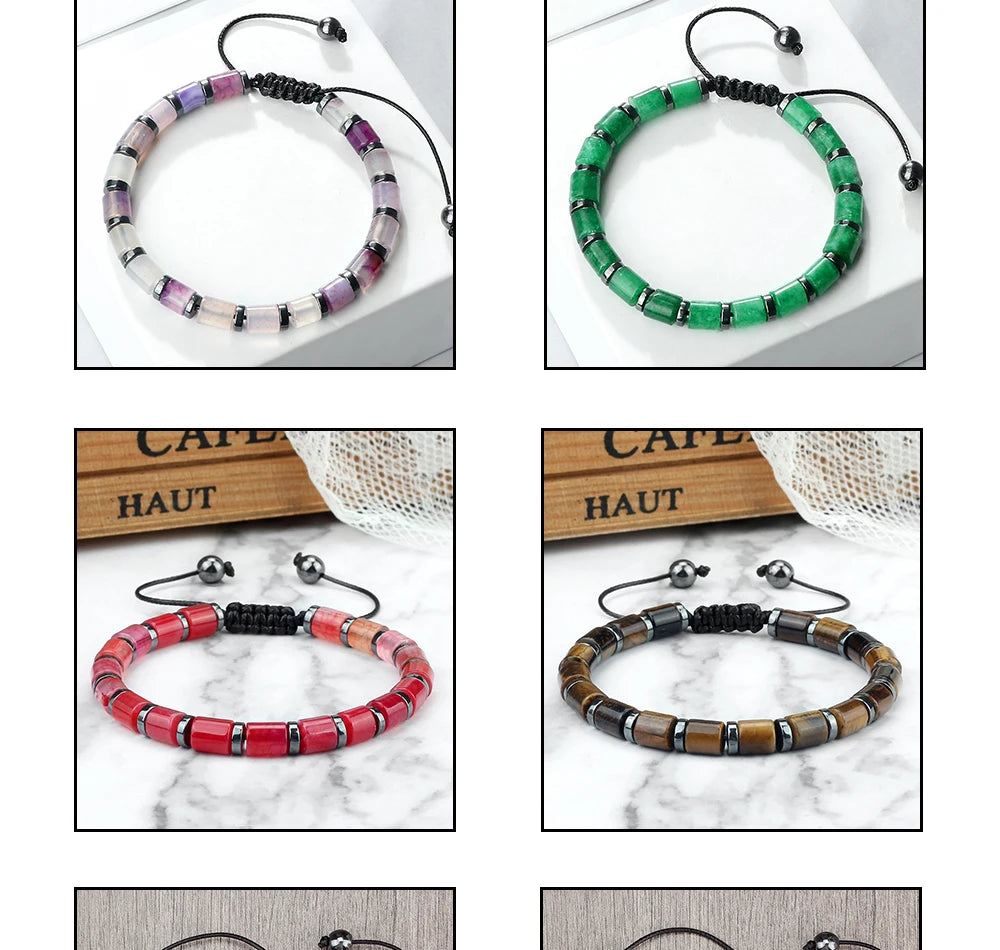 Tinkers Blue Cylinder Braided Bracelet Natural Stone Exclusive -