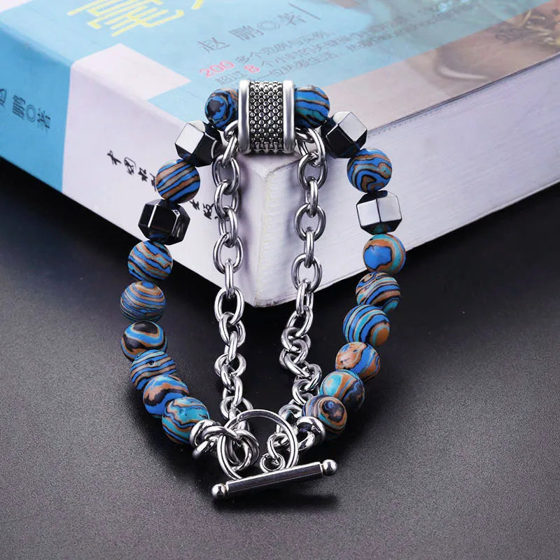Tinkers Malachite Bracelet For Men Metal Beads Hip Hop Fashion - Uncategorized