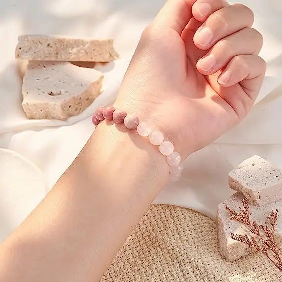 Tinkers Pink Zebra Bead Bracelet Crystal Stone Healing Mood Tracker - Apparel & Accessories > Jewelry > Bracelets