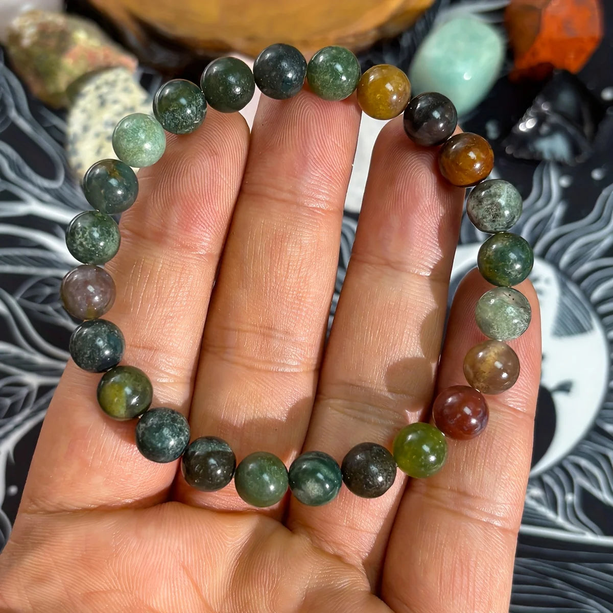 Tinkers Eternal Stone 8mm Indian Agate Beaded Bracelet Wealth - Apparel & Accessories > Jewelry > Bracelets