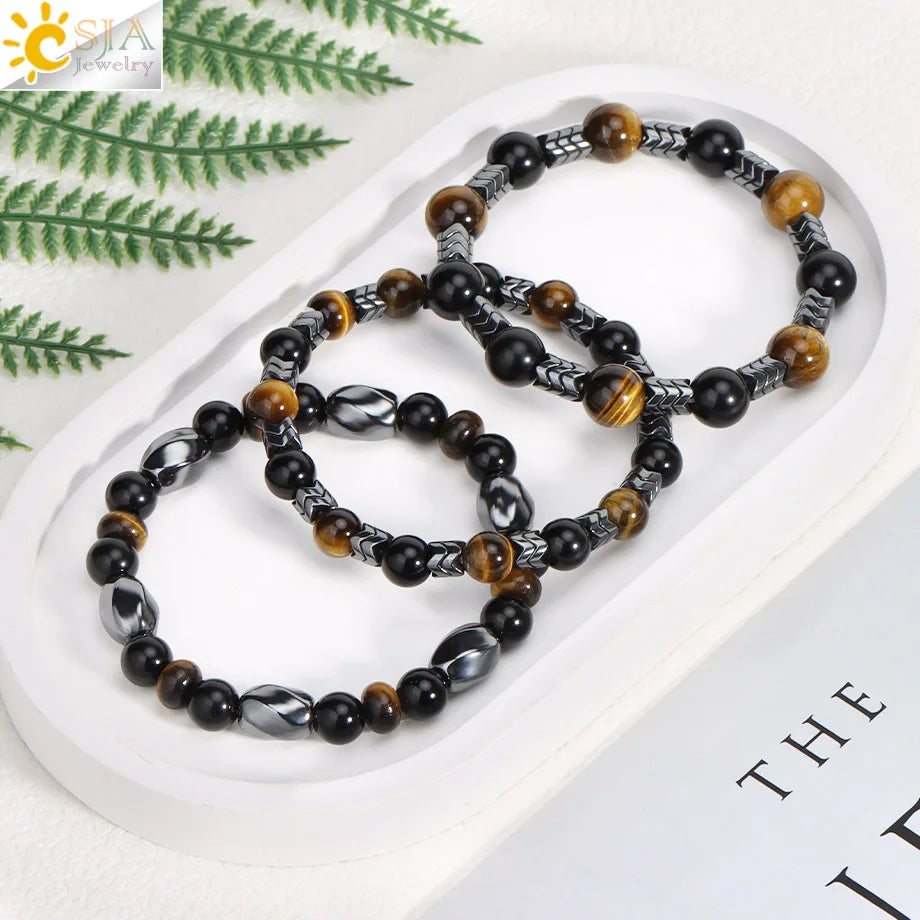 Handcrafted Natural Tiger Eye 7 Chakra Bracelet for Women by Tinkers - Healing Energy and Balance