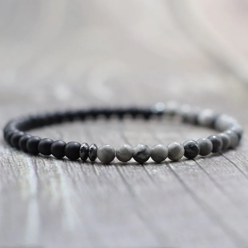 Tinkers Unisex 4mm Beads Bracelet Meditation Yoga Map Volcanic Stone - Apparel & Accessories > Jewelry > Bracelets