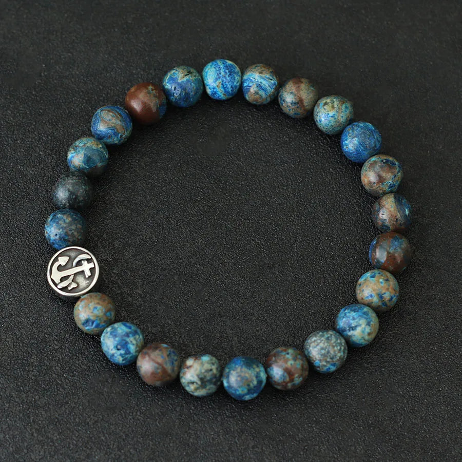 Tinkers Genuine Tiger Eye Beaded Bracelet for Men Viking Compass - Apparel & Accessories > Jewelry > Bracelets