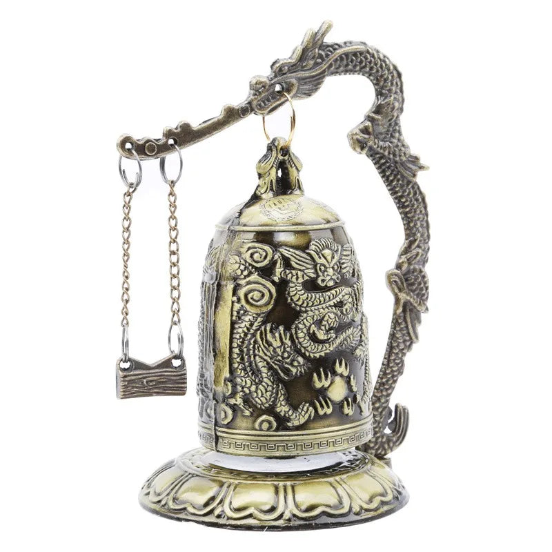 Tinkers Lock Dragon Carved Buddhist Bell Geomantic Meditation Altar - Religious & Ceremonial > Religious Items > Religious Altars