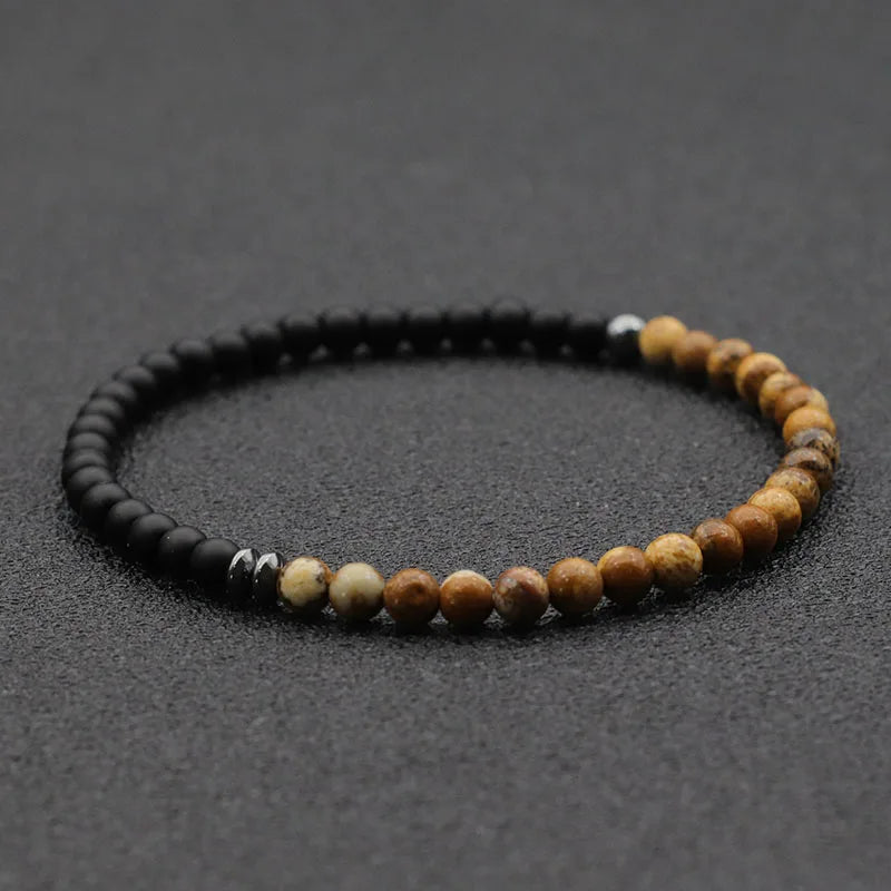 Tinkers Unisex 4mm Beads Bracelet Meditation Yoga Map Volcanic Stone - Apparel & Accessories > Jewelry > Bracelets