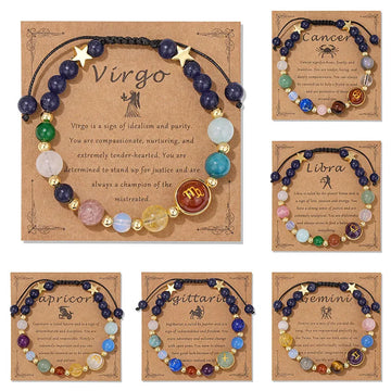 12 Zodiac Signs Natural Stone Bracelet Taurus Cancer Virgo