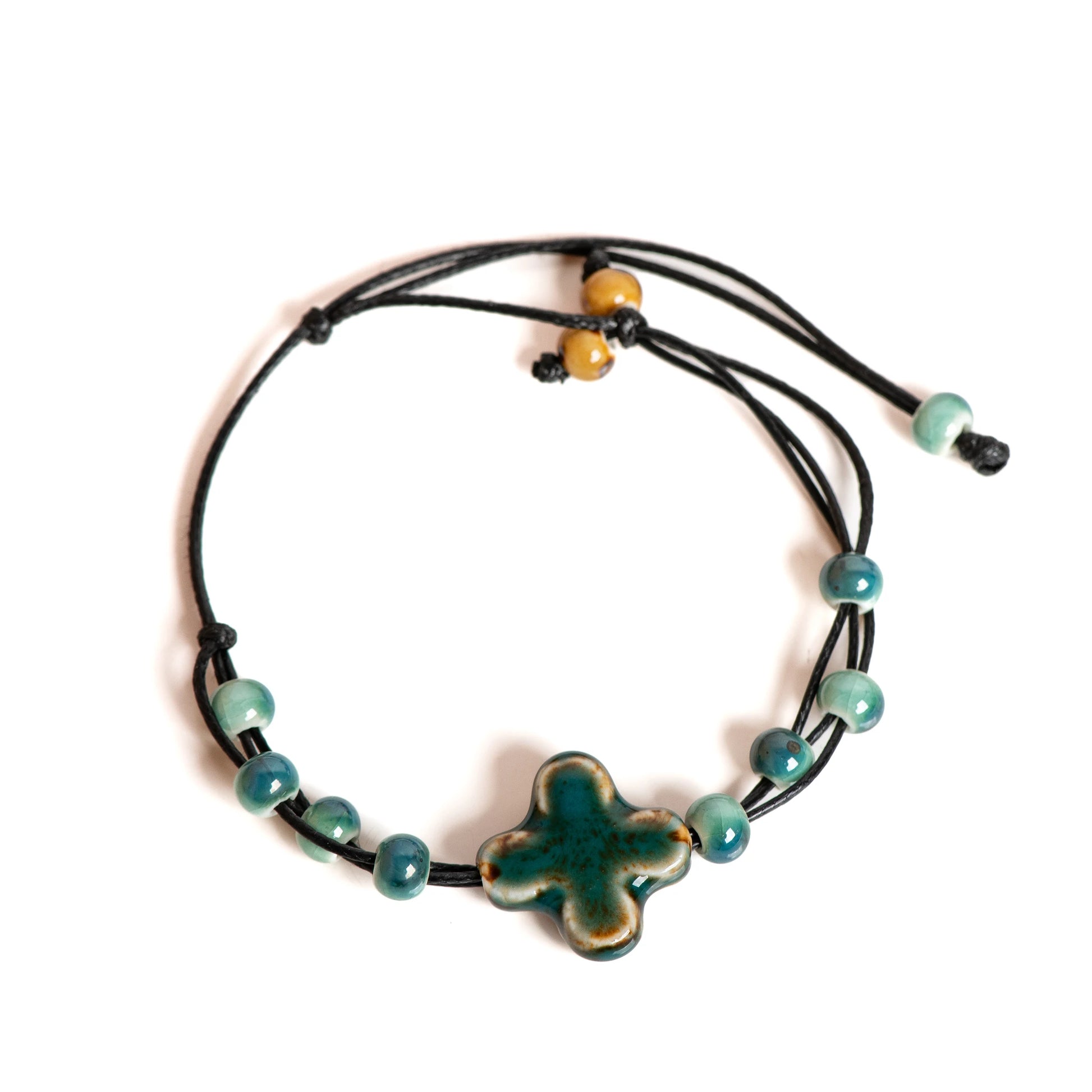 Tinkers Tinkers Ceramic Floral Charm Bracelet Exclusive Boho Style -