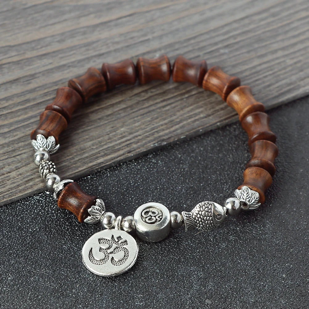 Bambusperlen-OM-Armband von Tinkers – Spirituelles Gleichgewicht