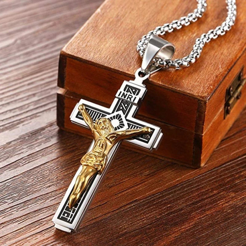 Natural Onyx Cross Pendant For Men Protection By Tinkers