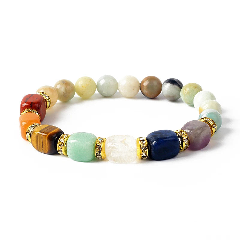 Natural Stone 7 Chakra Tiger Eye Hematite Bracelet for Women Yoga Healing Balance Gift by Tinkers