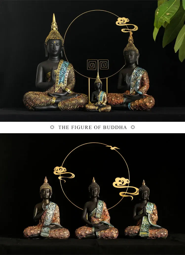 Tinkers Large Buddha Statue Green Resin Buddha Sculpture Home Decor - Home & Garden > Decor > Artwork > Sculptures & Statues