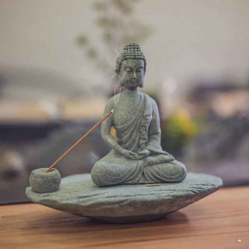 Tinkers Meditating Buddha Statue Zen Decor Incense Holder Home Desk -