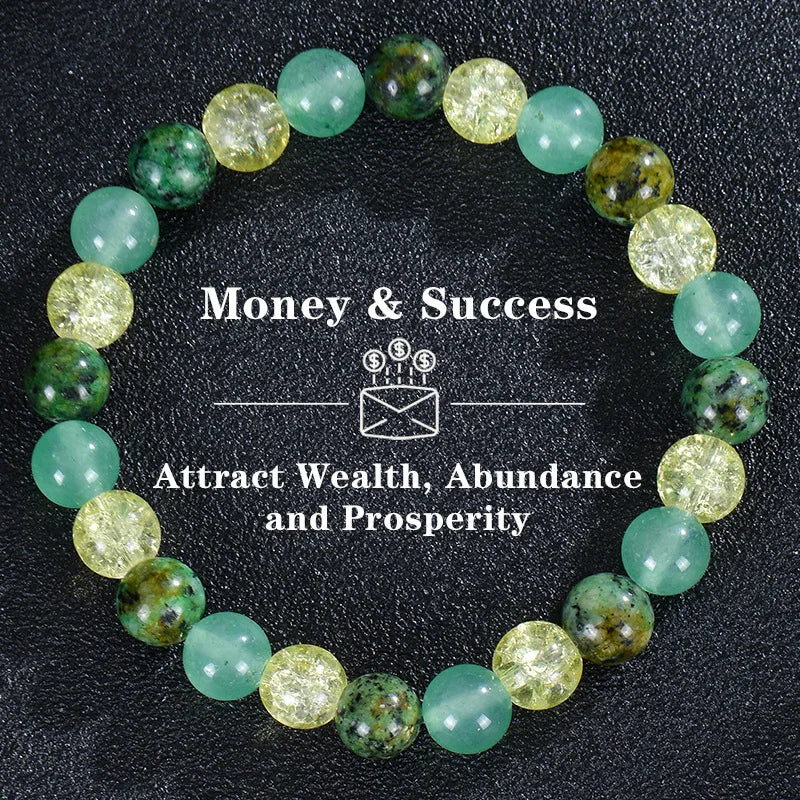 Natural Healing Crystal Bracelet Stone Beads Wealth Luck