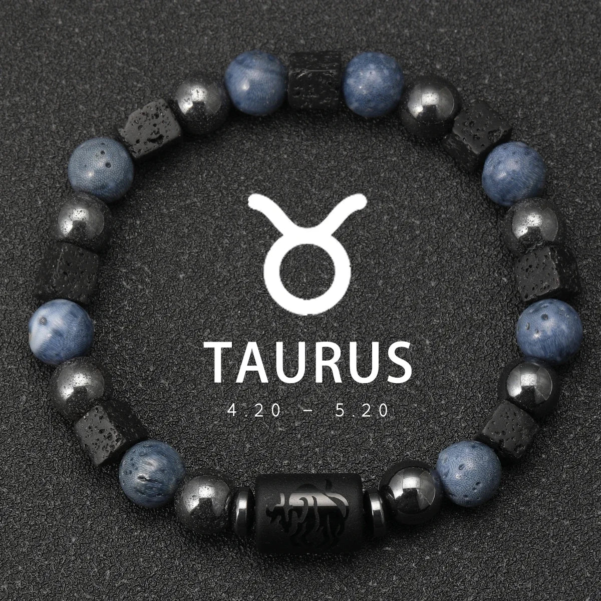 Zodiac Natural Stone Bracelet — All 12 Signs | Blue Coral & Copper