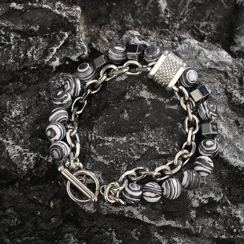 Tinkers Malachite Bracelet For Men Metal Beads Hip Hop Fashion - Uncategorized