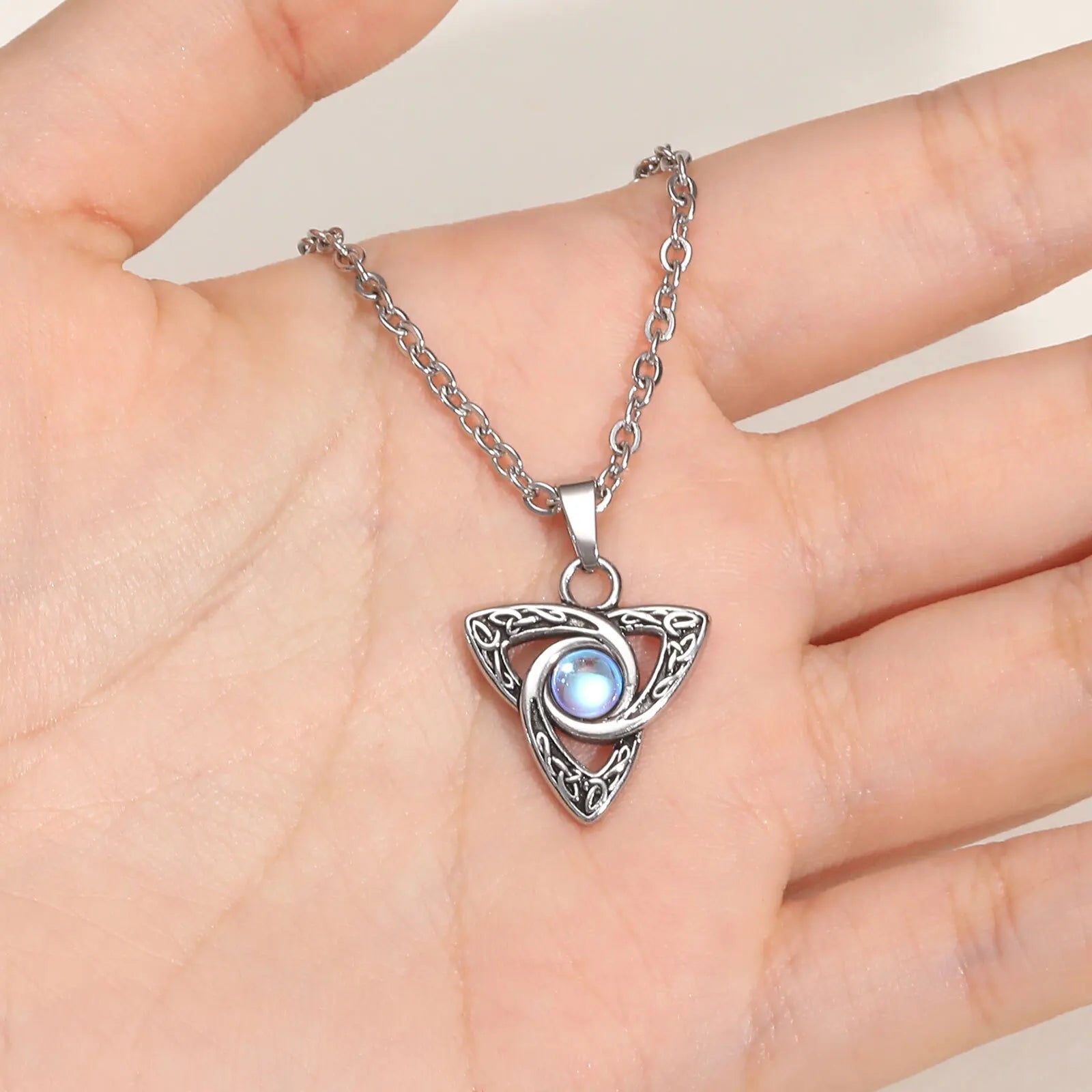 Vnox Vintage Celtic Knot Pendant Moonstone Necklace