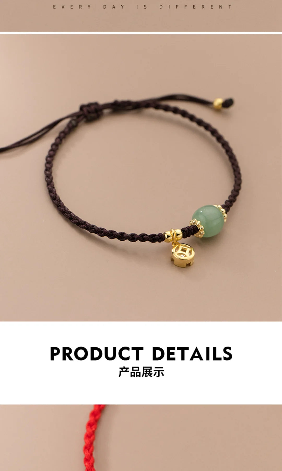 Jade Wohlstand Balance Armband Handarbeit Verstellbar Boho