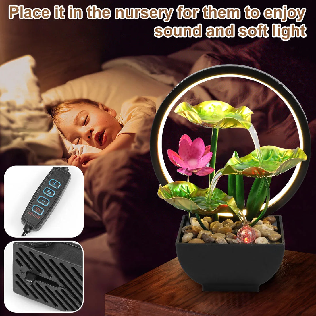 Tinkers Tabletop USB Powered Water Fountain With LED Ring Lights - Home & Garden > Decor > Fountains & Ponds > Fountains & Waterfalls > Fountains