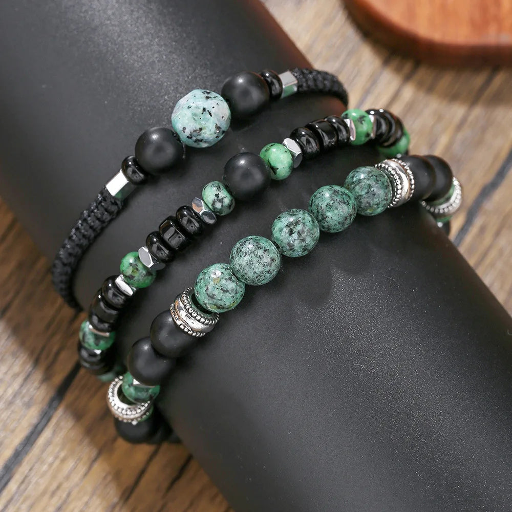 Natural Stone Beaded Bracelet Men Protection by Tinkers